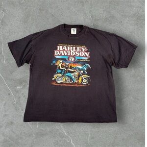Vintage Harley Davidson Shirt Men XL Black 80s A Desire To Be Free Holubek Biker